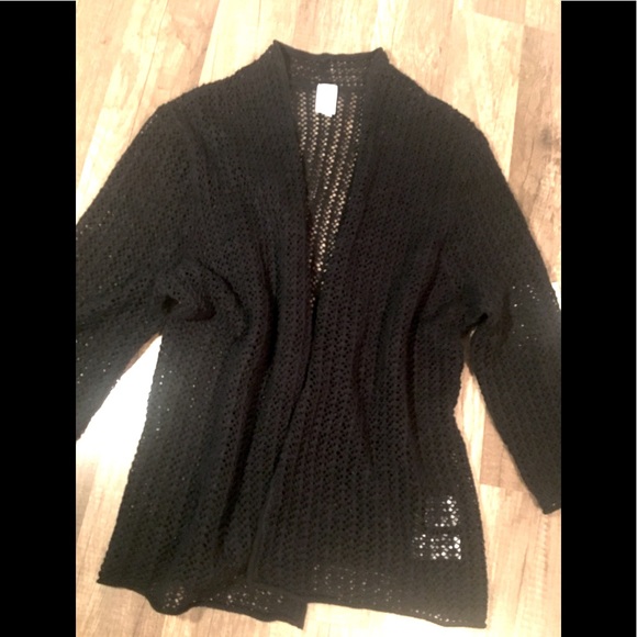 Jones New York Black mesh net cardigan XL - Picture 3 of 4